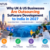 UK and US businesses outsourcing software development to India, showcasing global collaboration, skilled technology talent, cost efficiency, and digital transformation.